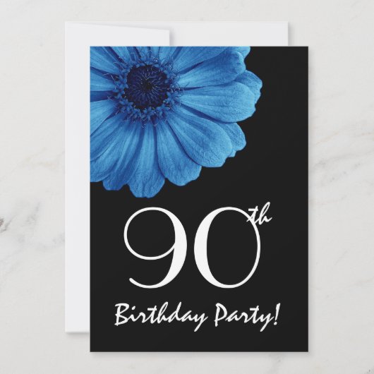 Invitation 90e anniversaire Modèle Blue Daisy (Devant)