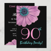 Invitation 90e anniversaire Modèle - Daisy rose (Devant / Derrière)