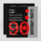 Invitation 90e anniversaire Moderne Argent rouge Noir Noir A0 (Devant / Derrière)