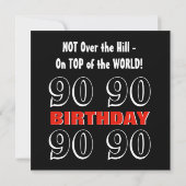 Invitation 90e anniversaire Moderne Argent rouge Noir Noir A0 (Dos)