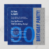 Invitation 90e anniversaire Moderne Bleu et Argent S306 (Devant / Derrière)