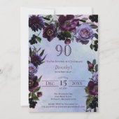 Invitation 90e anniversaire Moody Purple Gothic Flower (Devant)