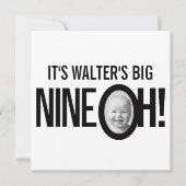 Invitation 90e anniversaire NEUF OH! photo mono noir blanc (Devant)