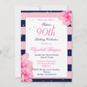 Invitation 90e anniversaire Ninetieth Marine Rose Monogramme (Devant)