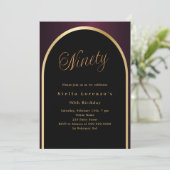 Invitation 90e anniversaire noir bordeaux or arc luxe (Debout devant)