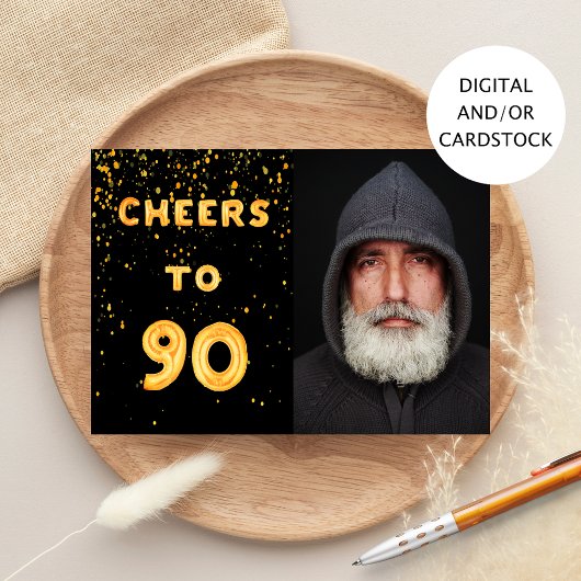 Invitation 90e anniversaire noir or acclamé photo