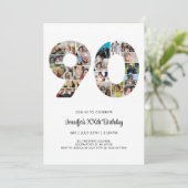 Invitation 90e anniversaire Numéro 90 Photo personnalisée Col (Debout devant)