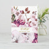 Invitation 90e Anniversaire Or Bourgogne Rose Floral Élégant (Debout devant)