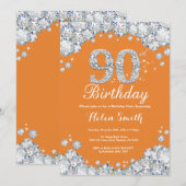 Invitation 90e anniversaire Orange and Silver Diamond (Devant / Derrière)