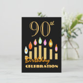 Invitation 90e anniversaire ou toute année Bougies d'or Budge (Debout devant)