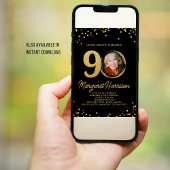 Invitation 90e anniversaire Parties scintillant d'or Confetti