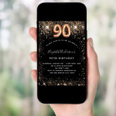 Invitation 90e anniversaire parties scintillant en or noir sc