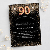 Invitation 90e anniversaire parties scintillant en or noir sc