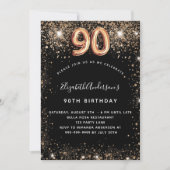 Invitation 90e anniversaire parties scintillant en or noir sc (Devant)