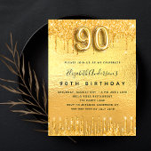Invitation 90e anniversaire parties scintillant or gouttes