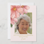 Invitation 90e anniversaire Photo couleur or rose pâle (Dos)