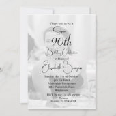 Invitation 90e anniversaire photo noir blanc élégant annivers (Devant)