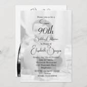 Invitation 90e anniversaire photo noir blanc élégant annivers (Devant / Derrière)
