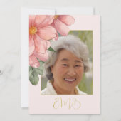 Invitation 90e anniversaire Photo rose Floral Elégant anniver (Dos)