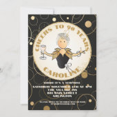 Invitation 90e anniversaire pour son anniversaire Gold Sparkl (Devant)