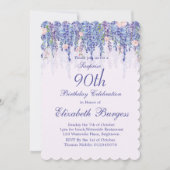 Invitation 90e anniversaire Purple Floral Wisteria Monogramme (Devant)