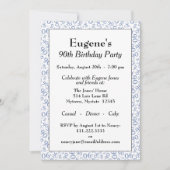 Invitation 90e anniversaire Random Number Motif Bleu/Blanc (Devant)