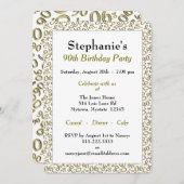 Invitation 90e anniversaire Random Numéro Motif Or/Blanc (Devant / Derrière)
