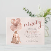 Invitation 90e anniversaire Rose Gold Cake (Debout devant)