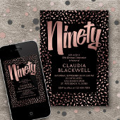 Invitation 90e anniversaire Rose Gold Confetti
