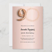 Invitation 90e anniversaire rose photo d'or (Devant)