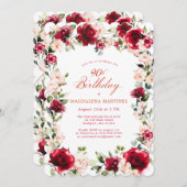 Invitation 90e anniversaire Rose rose rose rose rose rose ros (Devant / Derrière)