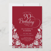 Invitation 90e anniversaire Roses d'argent rouge (Devant)