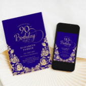 Invitation 90e anniversaire Roses d'or violet