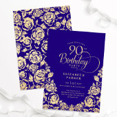 Invitation 90e anniversaire Roses d'or violet