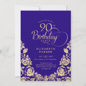 Invitation 90e anniversaire Roses d'or violet (Devant)
