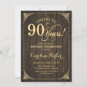 Invitation 90e anniversaire - Rustic Wood Gold (Devant)
