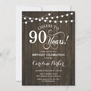 Invitation 90e anniversaire - Rustic Wood Motif