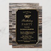 Invitation 90e anniversaire Rustic Wood Party (Devant / Derrière)