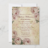 Invitation 90e anniversaire Shabby Chic Roses et dentelle (Dos)
