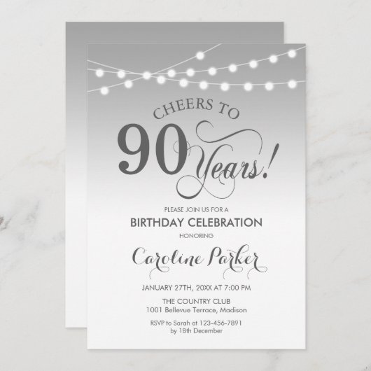 Invitation 90e anniversaire - Silver White (Devant / Derrière)