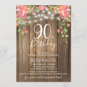 Invitation 90e anniversaire Surprise Brunch Rustic Floral Woo