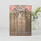 Invitation 90e anniversaire Surprise Brunch Rustique Floral B (Debout devant)