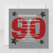 Invitation 90e Anniversaire Surprise Charbon et Red Grunge C9 (Dos)
