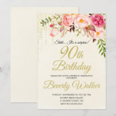 Invitation 90e anniversaire surprise femmes Anniversaire Invi (Devant / Derrière)