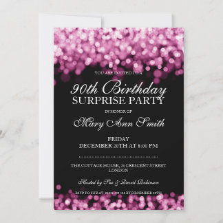 Invitation 90e anniversaire surprise Lumière rose