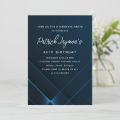 Invitation 90e anniversaire Surprise Party bleu foncé géométr (Debout devant)