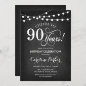 Invitation 90e anniversaire - tableau noir blanc (Devant / Derrière)