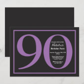 Invitation 90e Anniversaire Tableau Noir et Violet (Devant / Derrière)