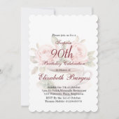 Invitation 90e anniversaire Tea Party Floral Rose Anniversair (Devant)