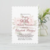 Invitation 90e anniversaire Tea Party Floral Rose Anniversair (Debout devant)